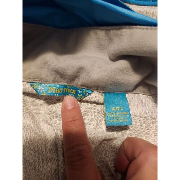 Marmot Jacket Girl's Large Blue‎ Full Zip Windbreaker Rain Jacket Hooded Youth - Picture 3 of 8